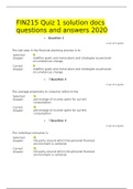 FIN215 Quiz 1 solution docs questions and answers 2020 