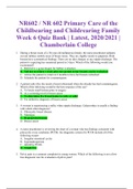 NR602 / NR 602 Primary Care of the Childbearing and Childrearing Family Week 6 Quiz Bank | Latest, 2020/2021 | Chamberlain College