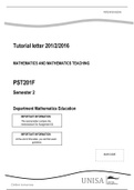 PST201F and FMT3701 Memorandum