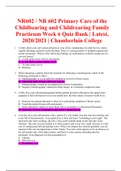 NR602 / NR 602 Primary Care of the Childbearing and Childrearing Family Practicum Week 6 Quiz Bank | Latest, 2020/2021 | Chamberlain College 