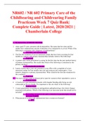 NR602 / NR 602 Primary Care of the Childbearing and Childrearing Family Practicum Week 7  Quiz Bank| Complete Guide | Latest, 2020/2021 | Chamberlain College 