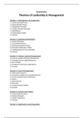 Extensive summary of Theories of Leadership & Management (MSc BA UvA)