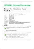 NURS 6521 Week 11 Final Exam / NURS6521 Week 11 Final Exam : Advanced Pharmacology: Walden University (Verified Answers)