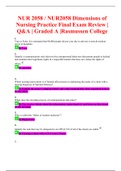 NUR 2058 / NUR2058 Dimensions of Nursing Practice Final Exam Review | 100 Q&A | Graded A |Rasmussen College