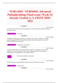NURS 6501 / NURS6501, Advanced Pathophysiology Final exam (4 Versions) | Week 11| ALL Graded A | LATEST 2020 / 2021