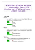 NURS 6501 / NURS6501, Advanced Pathophysiology Quizzes | 150 Questions and 100% Correct Answers | LATEST 2020 / 2021 
