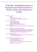NUR 2058 / NUR2058 Dimensions of Nursing Practice Final Exam Review | Rated A Study Guide |Rasmussen College