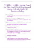  NUR 2214 / NUR2214 Nursing Care of the Older Adult Quiz 4 | Questions and Answers | Already Graded A | Rasmussen College