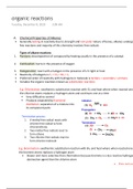 Organic Chemistry Reaction Study Notes - Based off 2019 Final Exam 