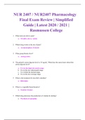 NUR 2407 / NUR2407 Pharmacology Final Exam Review | Rated A Guide | Latest 2020 / 2021 | Rasmussen College