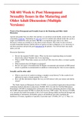 NR 601 Week 6: Post Menopausal Sexuality Issues in the Maturing and Older Adult Discussion (Multiple Versions)Latest update