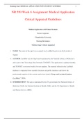 NR 599 Week 6 Assignment: Medical Application Critical Appraisal Guidelines