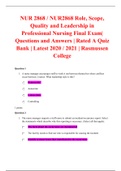 NUR 2868 / NUR2868 Role, Scope, Quality and Leadership in Professional Nursing Final Exam| Questions and Answers | Rated A Quiz Bank | Latest 2020 / 2021 | Rasmussen College