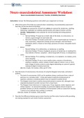 NURS 202 Neuro-musculoskeletal Assessment Worksheet (Complete 100% Correct)