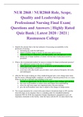 NUR 2868 / NUR2868 Role, Scope, Quality and Leadership in Professional Nursing Final Exam| Questions and Answers | Highly Rated Quiz Bank | Latest 2020 / 2021 | Rasmussen College