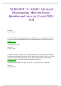 NURS 6521 / NURS6521 Advanced Pharmacology Midterm Exam | Question and Answers | Latest 2020 / 2021