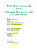 NR566 Final Exam study guide (Advanced Pharmacology for Care of the Family)