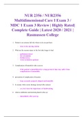 NUR 2356 / NUR2356 Multidimensional Care I Exam 3 / MDC 1 Exam 3 Final Review | Highly Rated| Complete Guide | Latest 2020 / 2021 | Rasmussen College