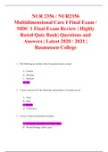 NUR 2356 / NUR2356 Multidimensional Care I Final Exam / MDC 1 Final Exam Review | Highly Rated Quiz Bank| Questions and Answers | Latest 2020 / 2021 | Rasmussen College