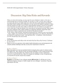 NURS 6051 Module 3 (Week 4) Discussion: Big Data Risks and Rewards