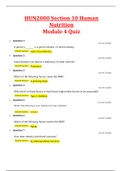 HUN2000 Section 10 Human Nutrition Module 4 Quiz/Answers (100% Correct)