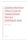 Administratieve structuur en financiering sociale zekerheid - extra tekst met inhoudstafel en mooie layout  2020-2021