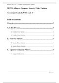 MMT2: AEnergy Company Security Policy Updates Assessment Code: KWM1 Task 3  Table of Contents Overview	3 A.	Ethical Issues	3 A1. Unethical Uses: Internal	3 A2.  Unethical Uses: External	4 B.	Security Threats	5 B1.  Security Threats: Internal	6 B2.  Securi