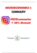 Microeconomics 1 for ECO summary - Tilburg university - Economics