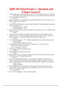 QRB 501 Final Exam 2 - Question and Unique Answers 2019/2020