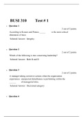 BUSI 310 Test 1 (Version 1), BUSI 310 PRINCIPLES OF MANAGEMENT, Verified Correct Answers