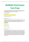 NUR 634 Advanced Health Assessment and Diagnostic Reasoning With Skills Lab - Final Exam Test Prep Latest 2020/2021, A Work.