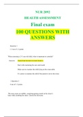 NUR 2092  HEALTH ASSESSMENT Final exam  100 QUESTIONS WITH ANSWERS GRADED A 2020/2021 