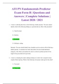 ATI PN Fundamentals Predictor Exam Form B | Questions and Answers | Complete Solutions | Latest 2020 / 2021