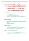 NR 599 / NR599 Nursing Informatics for Advanced Practice Final Exam Review | Rated A | Latest 2020 / 2021 | Chamberlain College