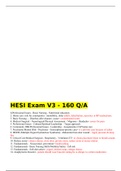 RNSG 2331 HESI Exam V3- 160 Q/A (Updated 2019/2020)