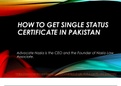 Guide the People on How to get single status certificate in Pakistan