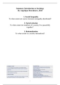 Summary Introduction to Sociology, ISBN: 9780815353850  Sociology (410120-B-5)