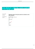 MATH 114 Straighter Line Math Graded Exam 3 Questions & Answers (70% Complete)