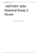  HISTORY 405n Historical Essay 2 GLose  (best essay )