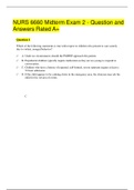 NURS 6660 Midterm Exam 2 - Question and Answers/Score an A 