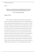 SOC 333    Experiences of intimate partner and neighborhood violence and  their association with the mental health in pregnant women  SOC 333 Research Methods Summary of Article:  When a woman becomes pregnant their body and hormones are going through man