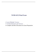 NURS 6512 Final Exam (3 Versions, 300 Q & A, 2020 / 2021) / NURS 6512N Final Exam / NURS6512 Final Exam / NURS6512N Final Exam: |Verified and 100% Correct Q & A, Download to Secure HIGHSCORE|