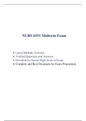 NURS 6551 Midterm Exam (3 Versions, 150 Q & A, 2020 / 2021) / NURS 6551N Midterm Exam / NURS6551 Midterm Exam / NURS6551N Midterm Exam |Verified and 100% Correct Q & A, Download to Secure HIGHSCORE|