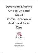 Unit 1 - Developing Effective Communication in Health and Social Care BTEC Level 3 