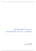 Contemporary Issues in International Politics - Summary 