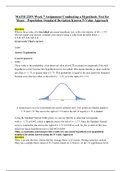 MATH 225N Week 7 Assignment Conducting a Hypothesis Test for Mean – Population Standard Deviation Known P-Value Approach