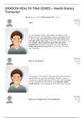 SHADOW HEALTH TINA JONES &ndash; Health History Transcript