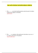 NSG4074 WEEK 1 TO WEEK 5 KNOWLEDGE CHECK QUIZZES &sol; NSG 4074 WEEK 1TO WEEK 5 KNOWLEDGE CHECK QUIZZES&colon; GRADED A &vert; 100&percnt; CORRECT &vert;SOUTH UNIVERSITY