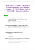 NUR 2063 / NUR2063 Essentials of Pathophysiology Exam 1 Review| Module 1-3 | Highly Rated | Latest, 2020 / 2021 | Rasmussen College
