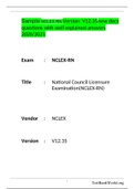  Sample NCLEX RN Version: V12.35 new docs questions with well explained answers 2020/2021